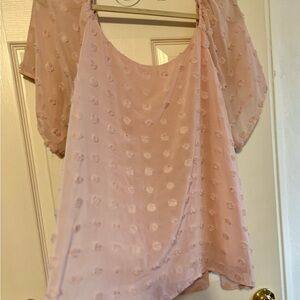 Elegant Pink Chiffon Blouse Francesca’s plus size‎ Girlie pink Short Sleeve Top